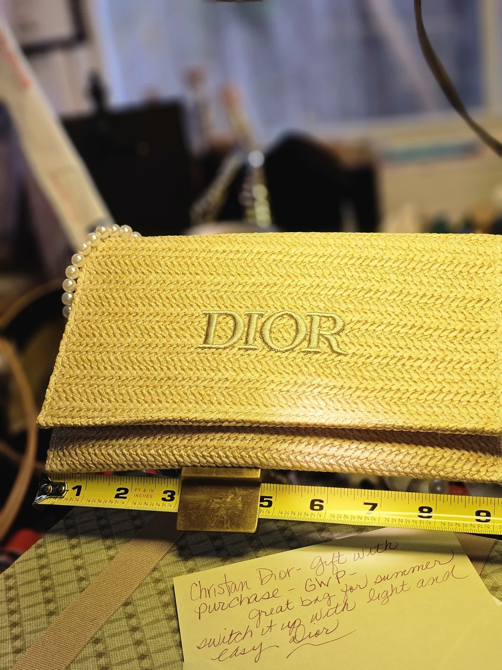 Dior Straw Pearl PurseTrim Shoulder Bag in Beige - Picture 14 of 15